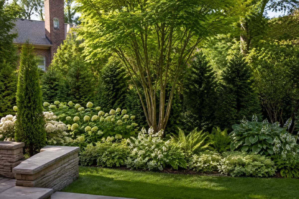 Layer one small tree with shrubs