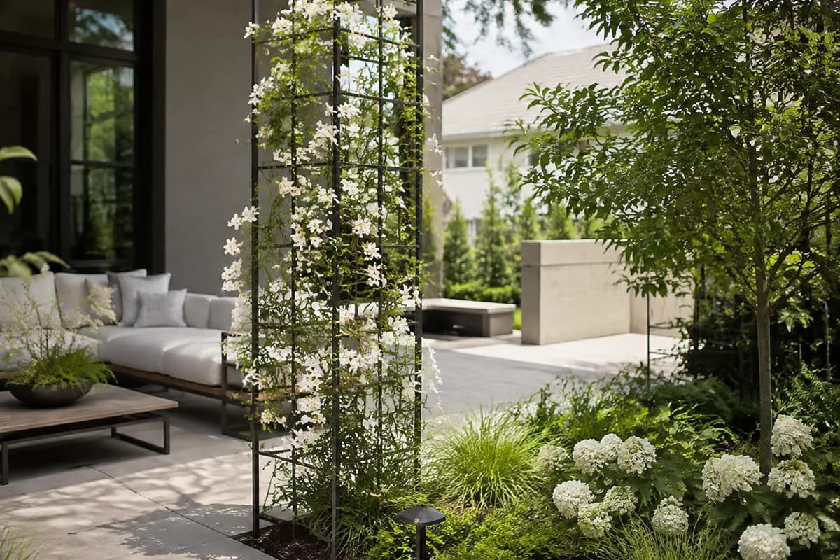Add a trellis with a controlled climber