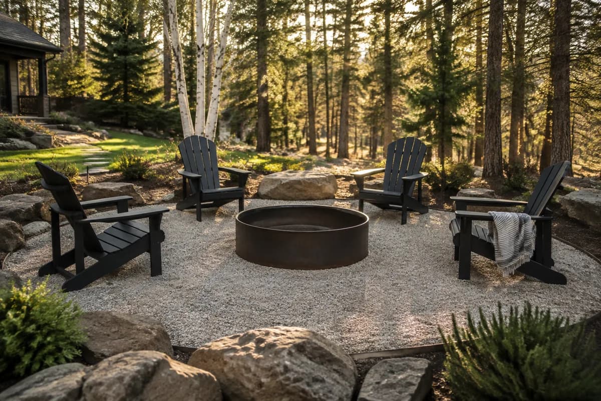 A circular gravel conversation room