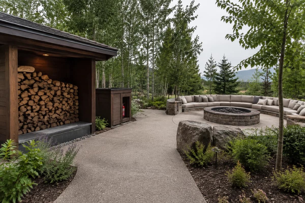 Wood storage in a separate service zone
