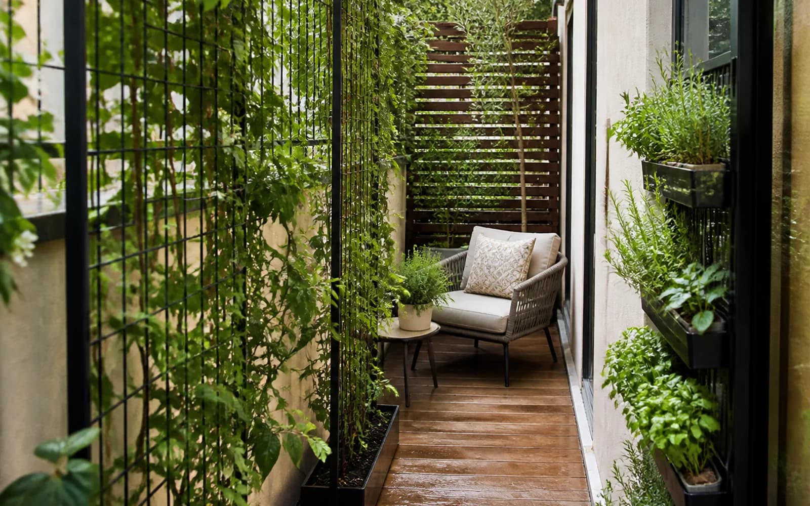 Small backyard landscaping inspiration: Move planting onto the vertical plane