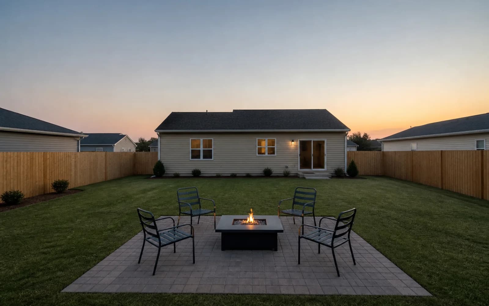 Small backyard landscaping inspiration: Reserve one safe fire-pit zone