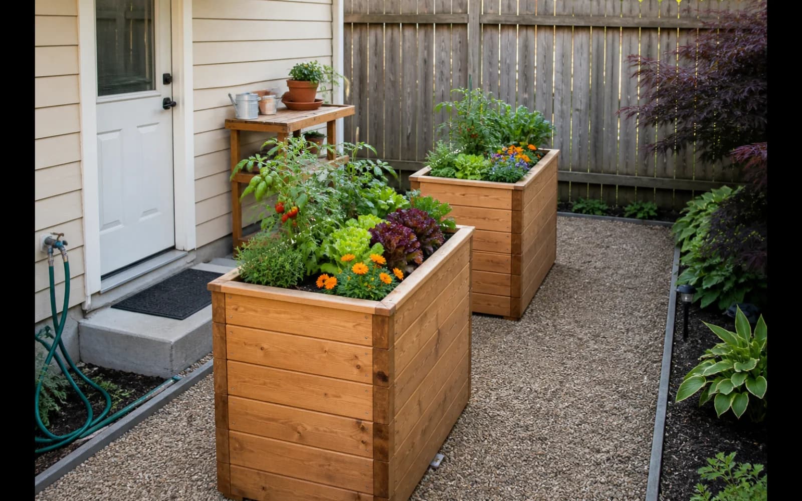 Small backyard landscaping inspiration: Grow food in reachable raised beds