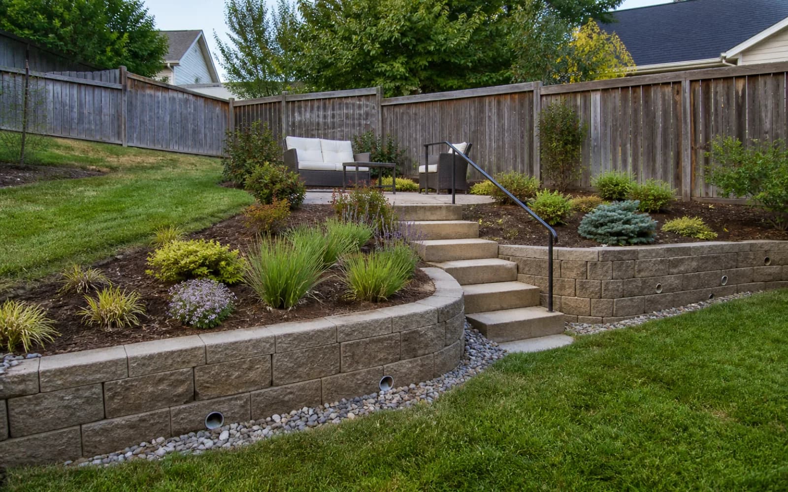 Small backyard landscaping inspiration: Terrace a modest slope carefully